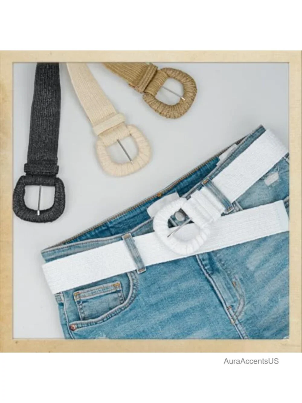 Straw Woven Elastic Belt, Boho Braided Raffia Waist Belt, Stretch Rattan Belt
